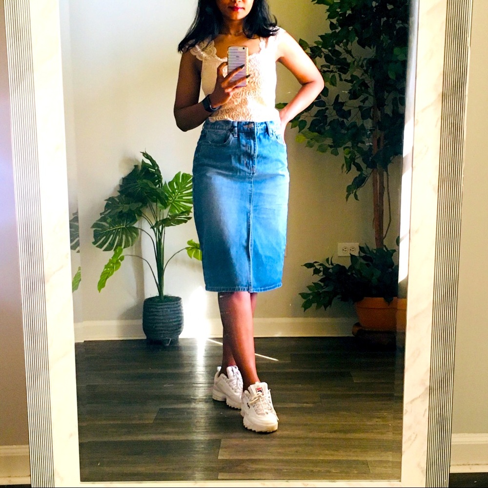 Denim skirt with front slit  size 27